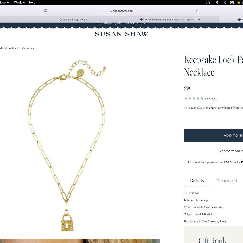 Susan Shaw Keepsake Lock Necklace